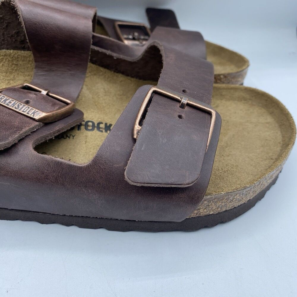 Birkenstock Arizona Sandals US 13 EU 46 Brown Brown Leather Buckle Boho NWOB - Picture 12 of 13